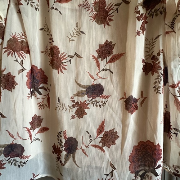 DR2 Cream and Brown Floral Blouse - Picture 3 of 3